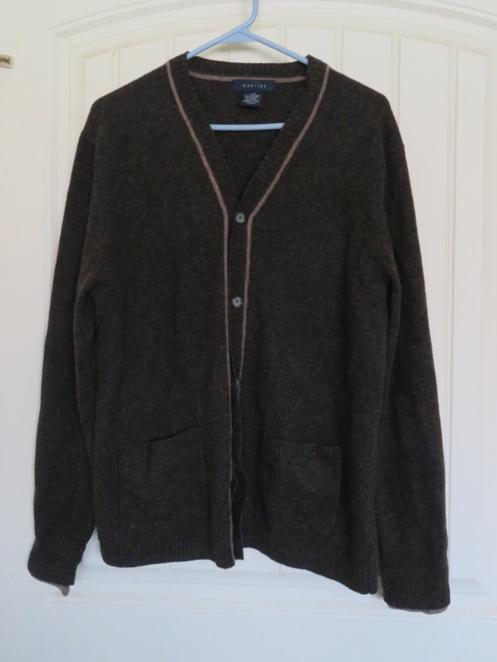 Mantles Lambswool/Cashmere Cardigan Brown Button Down L (K809)